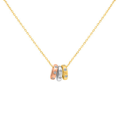 Sterling Silver Three Tone Three Small Circle Necklace - Allyanna Gifts