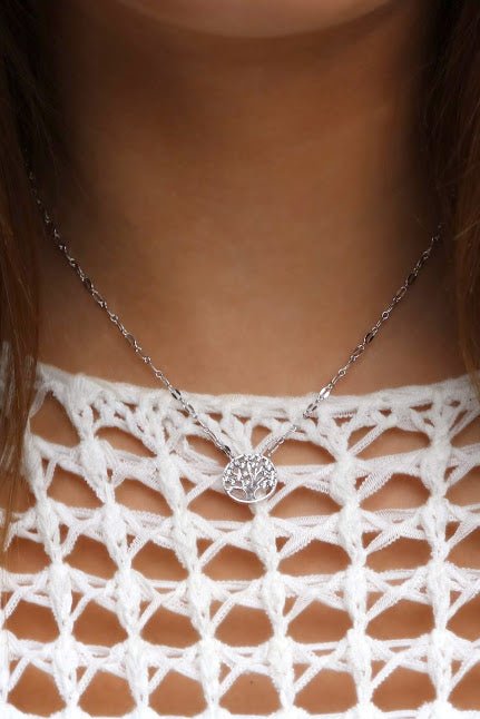 Sterling Silver Tree CZ Necklace - Allyanna GiftsNECKLACE