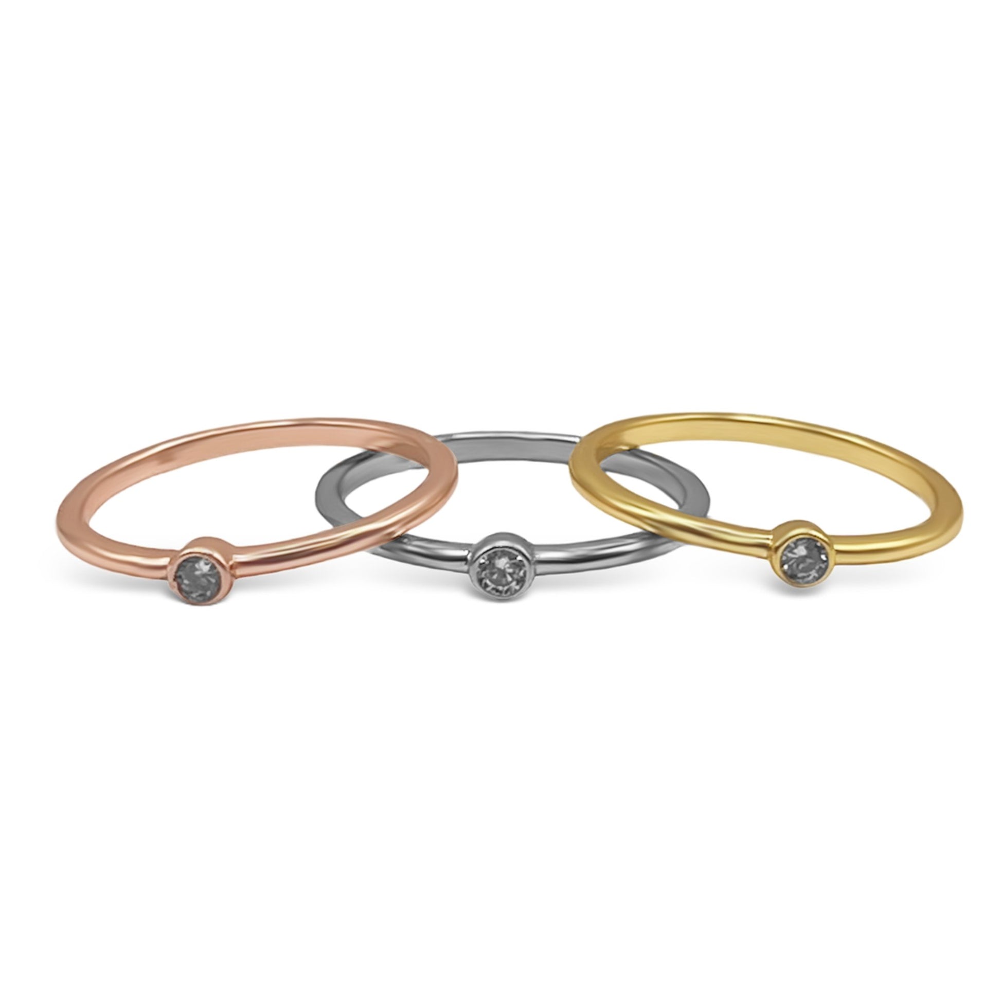 Sterling Silver Tri Tone Stackable Rings - Allyanna GiftsRINGS