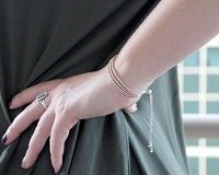 Sterling Silver Triple Band CZ Tassel Bracelet - Allyanna GiftsJEWELRY