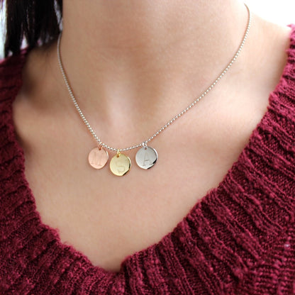 Sterling Silver Triple Disc Monogrammed Necklace - Allyanna GiftsMONOGRAM + ENGRAVING