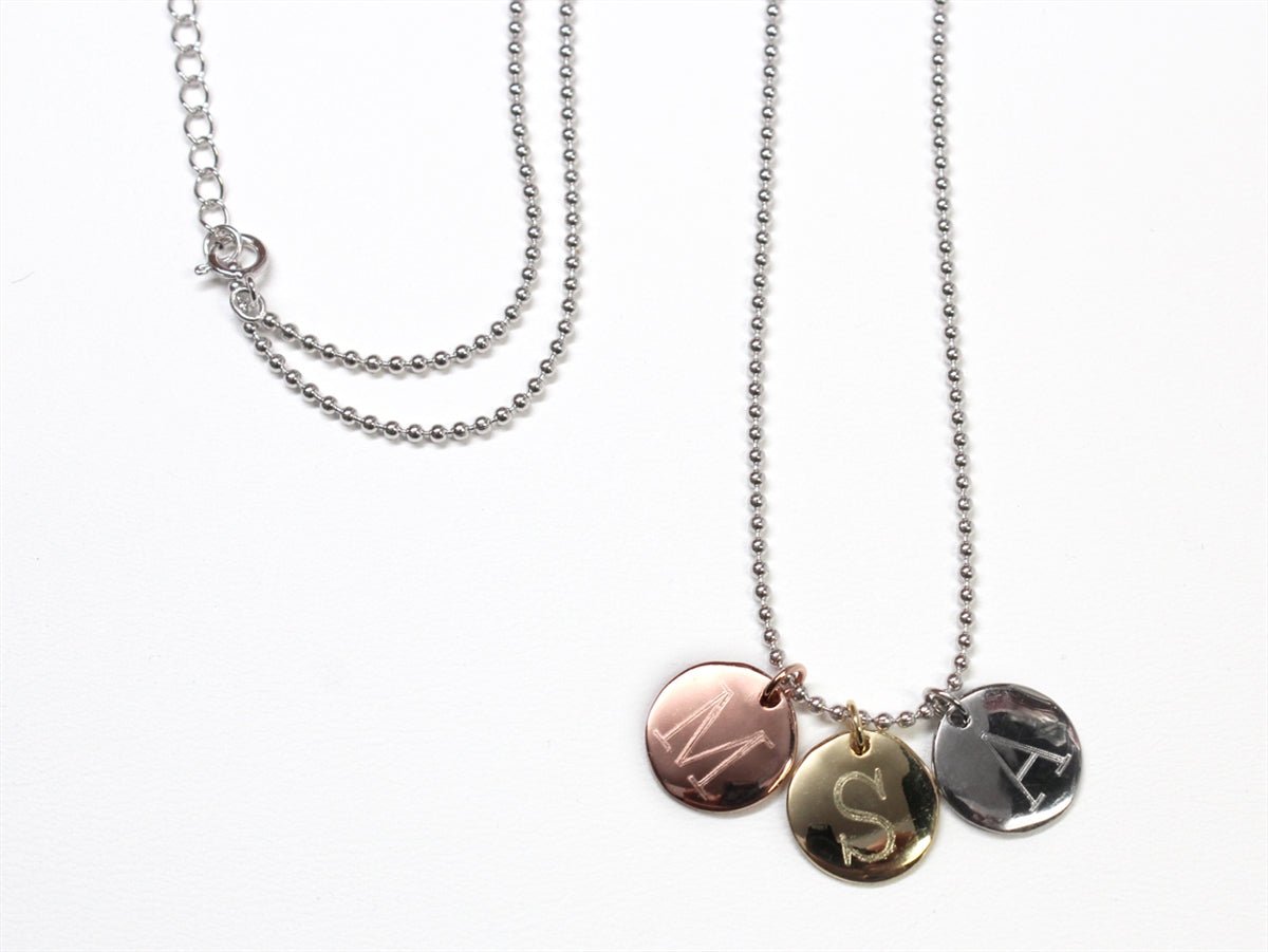 Sterling Silver Triple Disc Monogrammed Necklace - Allyanna GiftsMONOGRAM + ENGRAVING