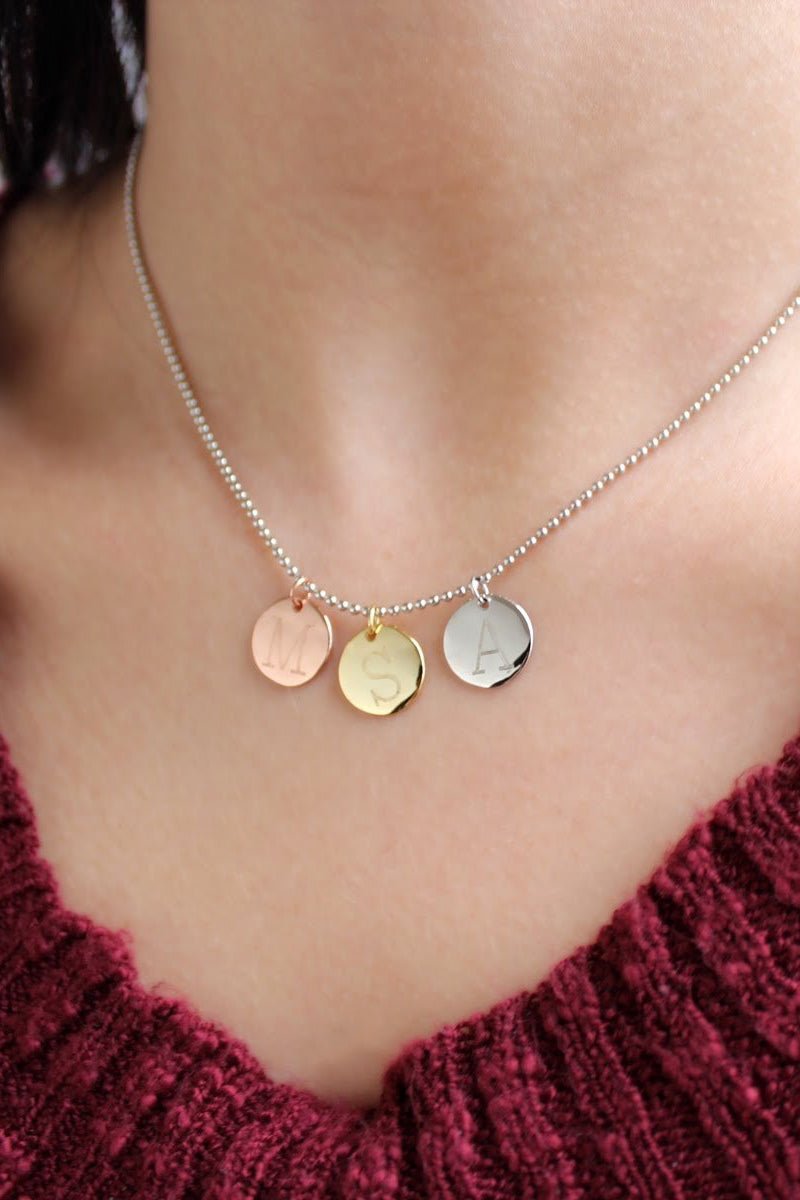 Sterling Silver Triple Disc Monogrammed Necklace - Allyanna GiftsMONOGRAM + ENGRAVING