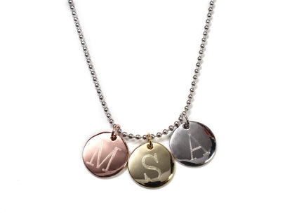 Sterling Silver Triple Disc Monogrammed Necklace - Allyanna GiftsMONOGRAM + ENGRAVING
