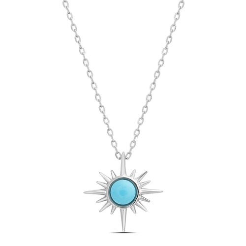 Sterling Silver Turquoise CZ Star Necklace - Allyanna Gifts