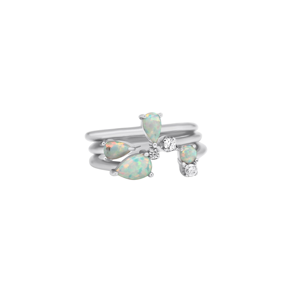 STERLING SILVER WHITE OPAL STACKABLE RING SET - Allyanna GiftsRINGS