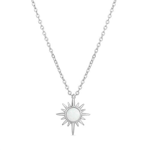 Sterling Silver White Opal Star Necklace - Allyanna Gifts