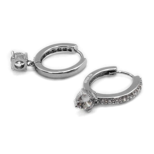 Stunning CZ Hoop with Single Hanging CZ Stone - Allyanna GiftsEARRINGS