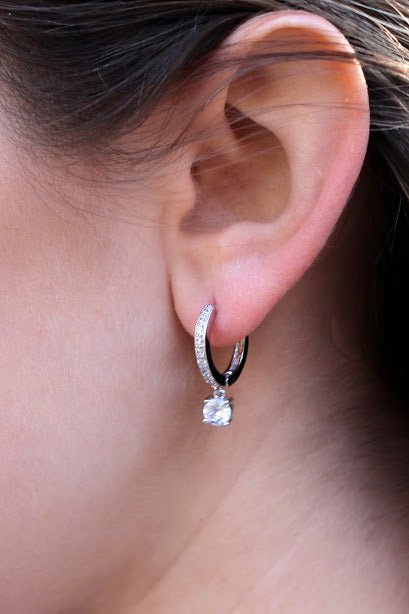 Stunning CZ Hoop with Single Hanging CZ Stone - Allyanna GiftsEARRINGS