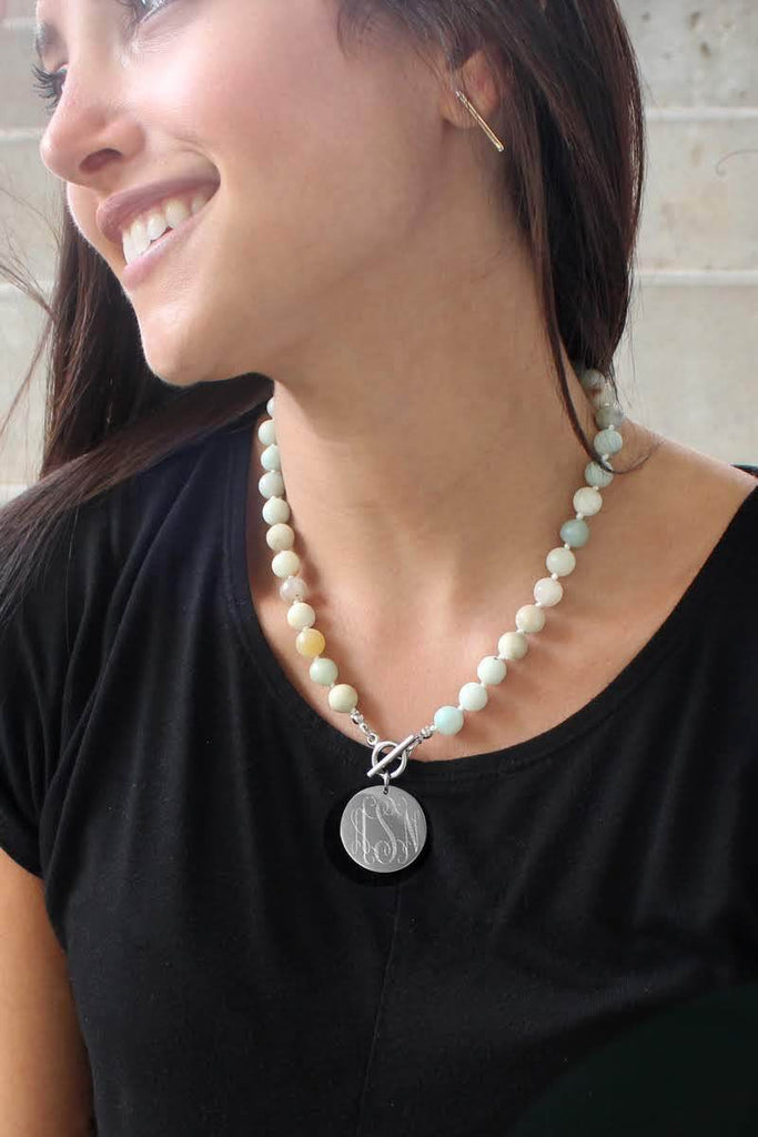 Tiffany's Style Engraved Agate Necklace - Allyanna GiftsMONOGRAM + ENGRAVING