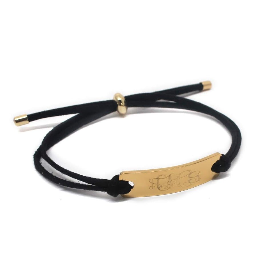 Trendy Suede Adjustable Engravable Stainless Steel Suede Bar Bracelet - Allyanna Gifts