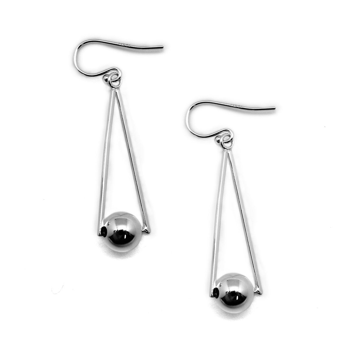 Triangle Hoops with Sterling Silver Bead - Allyanna GiftsEARRINGS