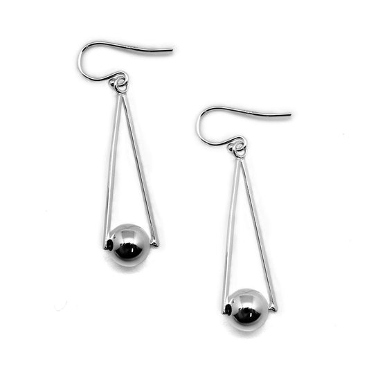 Triangle Hoops with Sterling Silver Bead - Allyanna GiftsEARRINGS