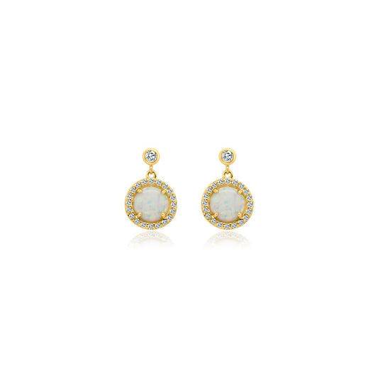 White Opal CZ Circle Earrings - Allyanna Gifts