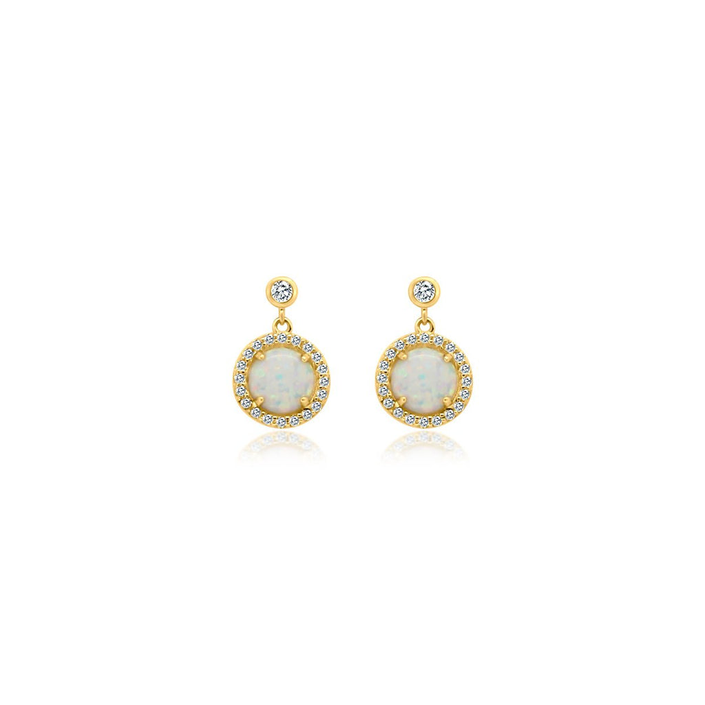 White Opal CZ Circle Earrings - Allyanna Gifts
