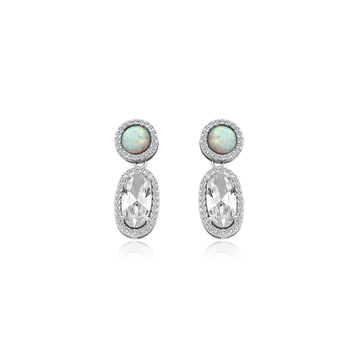 White Opal CZ Dangling Studs - Allyanna Gifts
