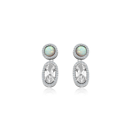 White Opal CZ Dangling Studs - Allyanna Gifts