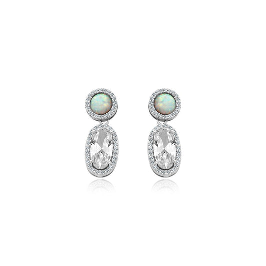 White Opal CZ Dangling Studs - Allyanna Gifts