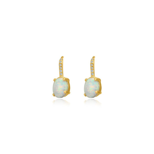 White Opal Lever Back Earrings - Allyanna Gifts