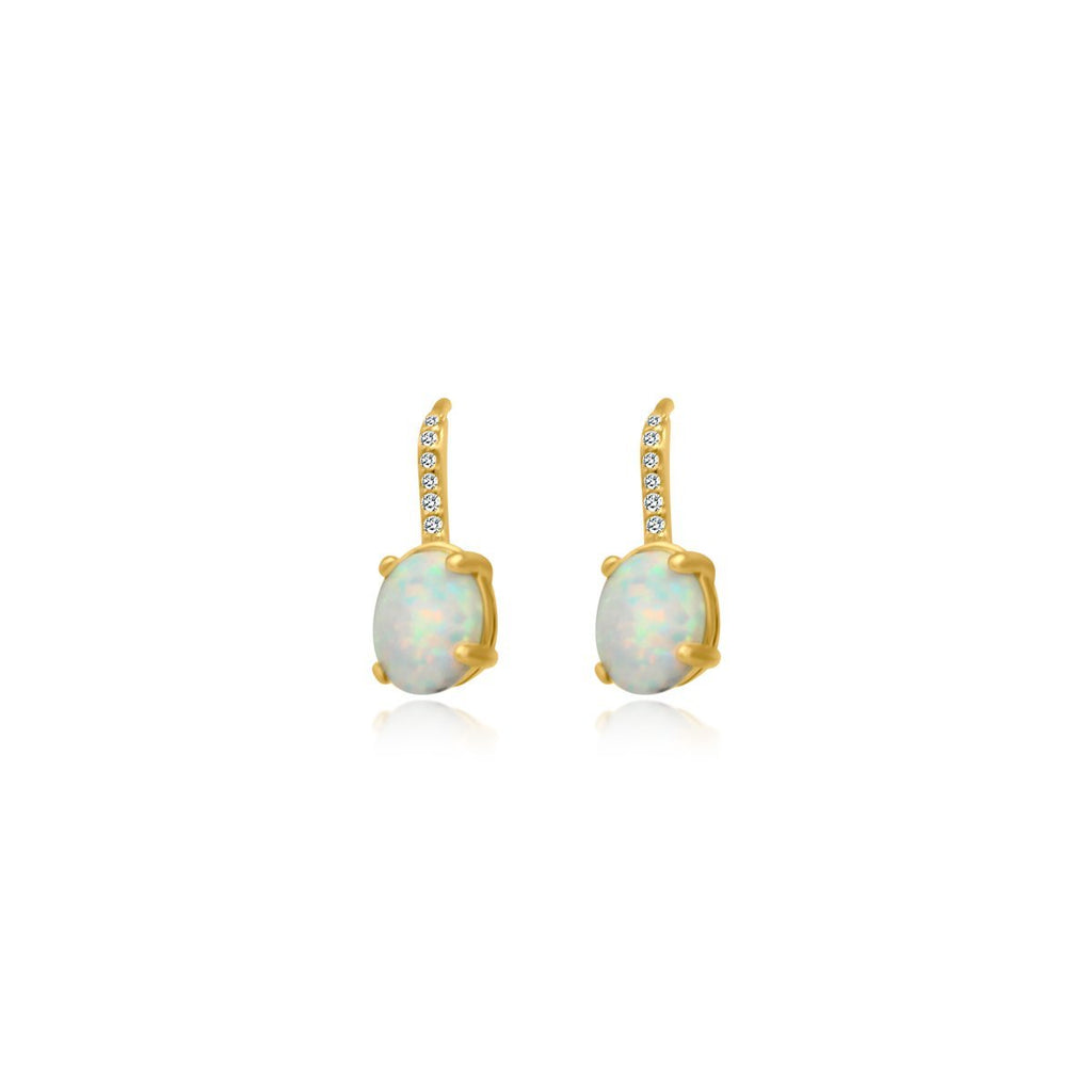 White Opal Lever Back Earrings - Allyanna Gifts